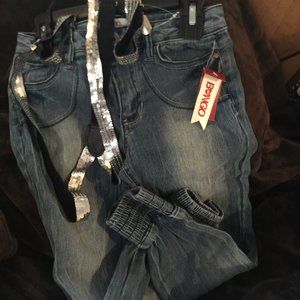 NWT Girls sz 10 Jeans with Sparkly Suspenders